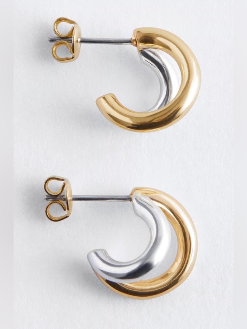 On 34th Two-Tone Gold & Silver Hoop Earrings
